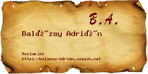 Balázsy Adrián névjegykártya